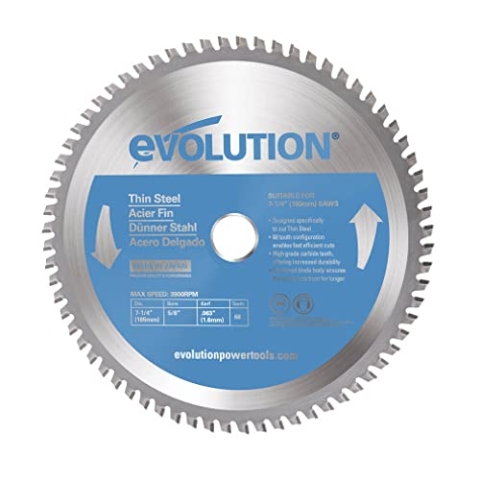 Evolution T185TCT-68CS - 185 mm Sägeblatt zum Schneiden von Dünnstahl - Metall-Sägeblatt mit 68 Zähnen und Hartmetallbestückung erzeugt praktisch keine Hitze, Grate oder Funken