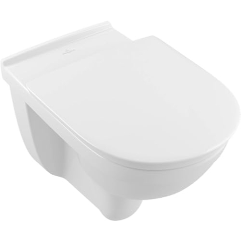 Villeroy & Boch O.novo Vita 4695R001, spülrandloses Wand-WC + 6 cm erhöht, barrierefreie Toilette mit Sitzkomfort, Tiefspüler in Weiß, Hänge-WC aus Sanitär-Keramik, behindertengerechtes WC