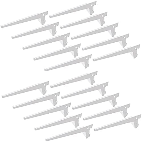 Emuca 7908312 Regalwinkel für Leistenprofil, einfache Bohrung, Durchlass 50 mm, weiß, 350mm, Set aus 20 Stück