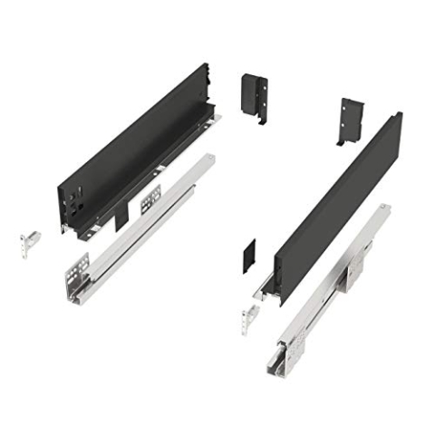 Schubkastensystem JUNKER-SLIM anthrazit Höhe: 84 mm Tiefe: 400 mm belastbar bis 40 Kg Soft-Close Schubkasten mit 13 mm schlanken Schubladenzargen