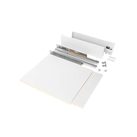 Emuca - Schubladen-Kit für Küche oder Bad mit Brettern enthalten und Vollauszugführungen mit sanftes Schließen, 93 mm Höhe für 450 mm Modul und 500 mm Tiefe, Weiß.