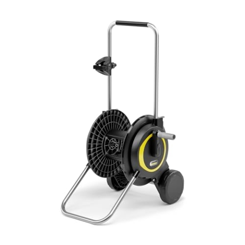 Kärcher Schlauchwagen HT 3, kompakt und beweglich mit extra breitem Standfuß, höhenverstellbarer Handgriff, inkl. Spritzenhalterung, Schwarz