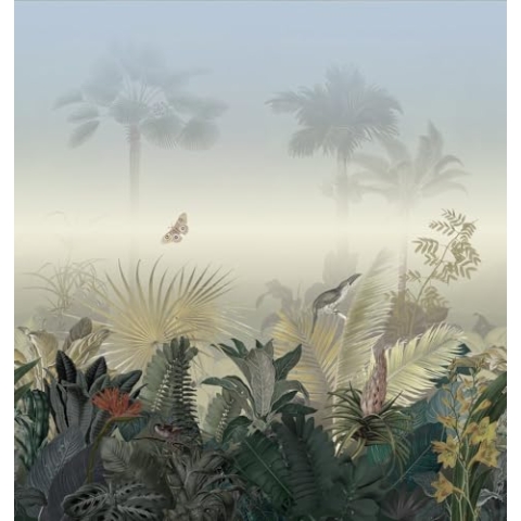 Livingwalls Vliestapete - Tapete Dschungel Vintage in Beige, Grün und Grau - Wandtapete für verschiedene Räume - Wandbild XXL 2,80 m x 2,65 m