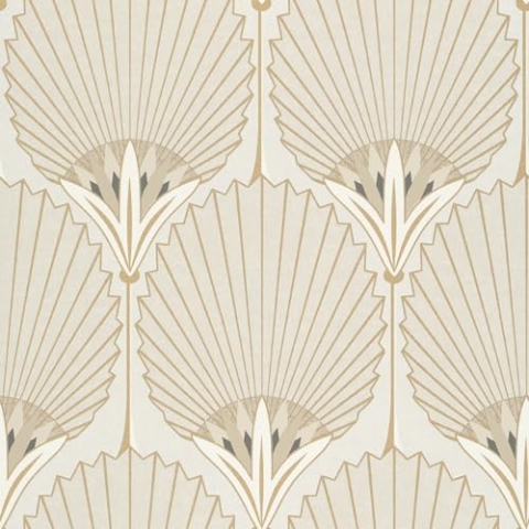 Grandeco Vliestapete Muster Art Deco Floral Creme Beige Gold Metallic A54903
