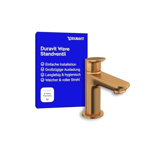 Duravit Wave Standventil (Auslauf Höhe 77 mm), Kaltwasser Waschtischmischer, Kaltwasserhahn Bad, Kaltwasserarmatur, Bronze Gebürstet