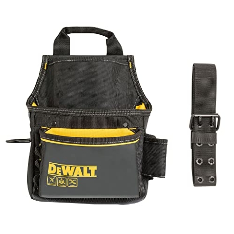 DEWALT Werkzeuggürtel DWST40101-1 (aus robustem 1680-Denier und schmutzabweisenden Boden, 12 Taschen und Schlaufen für Handwerkzeug, Zubehör und Kleinteile, inklusiv Gürtel mit doppeltem Gürteldorn)