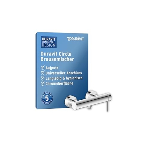 Duravit Circle Duscharmatur Aufputz für 1 Verbraucher, Einhebel-Brausemischer mit Keramikmischsystem, Chrom