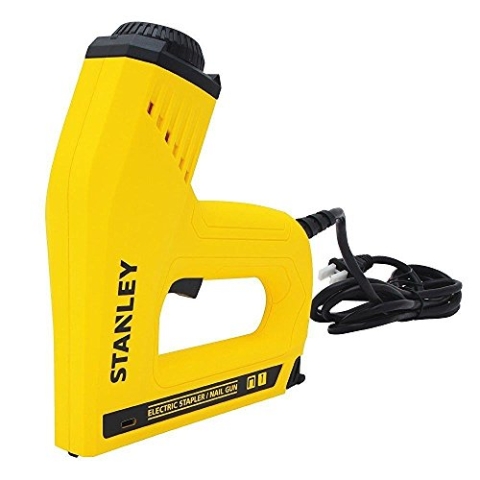 Stanley Elektrotacker und Nagler (für 12/15 mm Nägel und Klammern Typ G 6/8/10/12/14 mm, Tiefenanschlag) 6-TRE550, Gelb