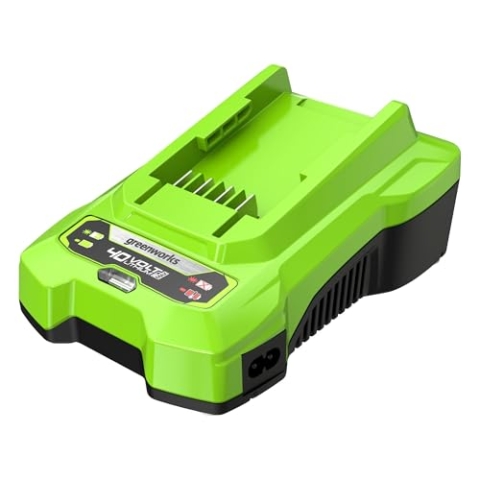 Greenworks 40V 2A Akku Ladegerät - 40V Ladegerät für Garten- und Elektrowerkzeuge, lädt 2Ah Akku in 60 Minuten, Greenworks Batterieladegerät, kompatibel mit allen 40V Akkus, 3 Jahre Garantie - G40C