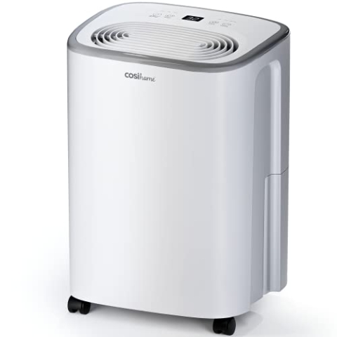 Cosi Home Luftentfeuchter 12L in 24h Entfeuchtungsleistung - Raumgröße ca. 160m³ (~10 m²) - Luftentfeuchter elektrisch mit Feuchtigkeitssensor, Ablaufschlauch, Timer - Gegen Feuchtigkeit, Schimmel