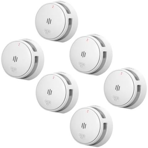SAVS S10 Stand-Alone-Rauchwarnmelder - Integrierte Rauchmelder 10 Jahre Batterie - Optischer Doppelsensor - Fernbediente Mute-Funktion - Schlankes & Modernes Design - Einfache Installation - 6er Set