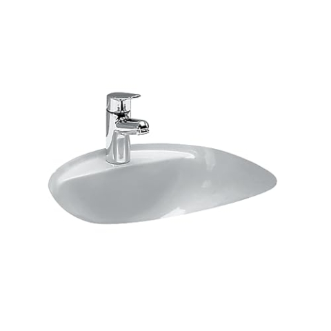 LAUFEN Bijou Einbauwaschtisch, von unten, mit Armaturenbank, 1 Hahnloch, ohne Überlauf, 450x405mm, H8112200001111