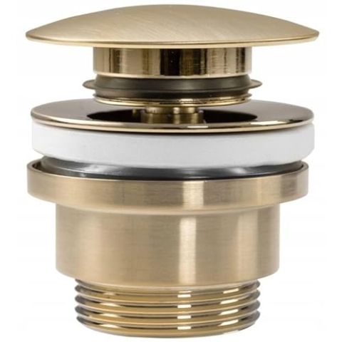 Rea Waschbeckenstöpsel universal Click-clack Gold MAT Pop-Up Ablaufgarnitur für Waschbecken & Waschtisch (Gebürstetes Gold)