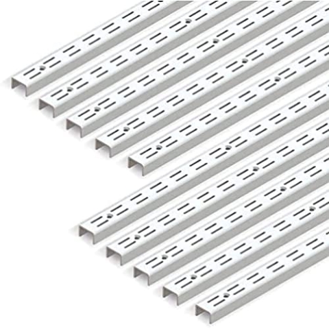 Emuca - Leistenprofil, doppelte Bohrung, Durchlass 32 mm für Regalwinkel L Set aus 10 Stück, Weiß, 951 mm