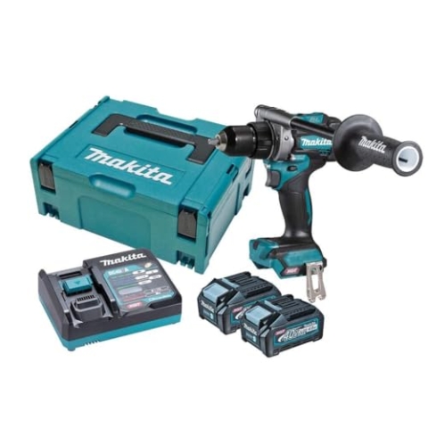 Makita DF001GM201 Bohrschrauber 13 mm Brushless XGT + 2 Akkus 40 V max 4 Ah Li-Ion BL4040 + Ladegerät DC40RA + Makpac, Blue/Black