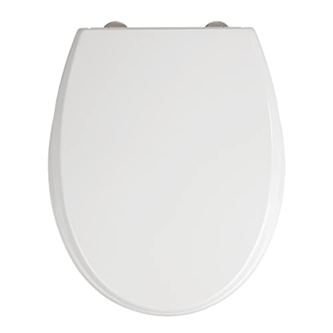 WENKO WC-Sitz Furlo, Toilettensitz mit Absenkautomatik, WC-Deckel mit Fix-Clip Hygiene-Befestigung, aus antibakteriellem Duroplast, Weiß