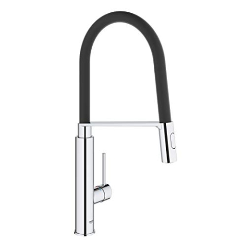 GROHE Concetto, Profi Küchenarmatur mit 2 Strahlarten (Wasserhahn Küche mit ausziehbarer Profibrause und magnetischem Docking, 360° schwenkbar, einfache Montage mit Metallbefestigung), chrom, 31491000