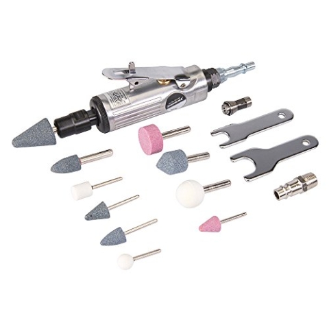 Silverline 783100 Druckluft-Geradschleifer mit Zubehör, 15-tlg. Satz 160 mm