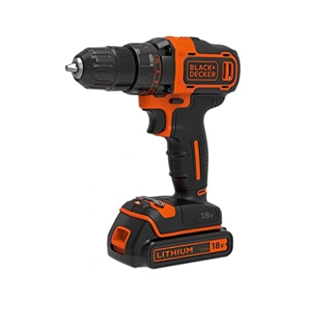 BLACK+DECKER 18V 2G Bohrschrauber, 2 Gänge, 11-Positions-Kupplung, 40Nm Drehmoment, 2x 1,5Ah Akkus, 400mA Ladegerät & Kit-Box, BDCDD186KB-QW