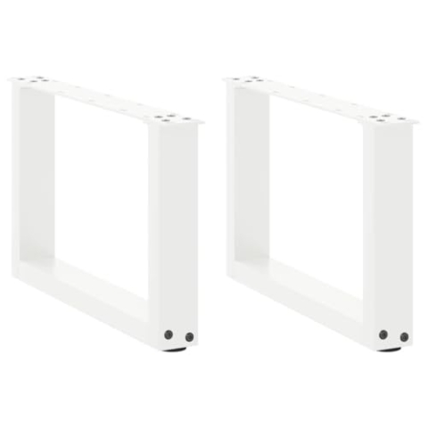 vidaXL Couchtischbeine U-Form 2 Stk. Weiß 50x(30-31) cm Stahl, Tischbein, Tischbein Metall, Esstischbein, Möbelbein, Schreibtischbein