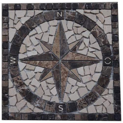 Mosaikfliesen Rosone 30x30 cm Windrose Mosaik Fliesen Einleger Marmor Naturstein 027