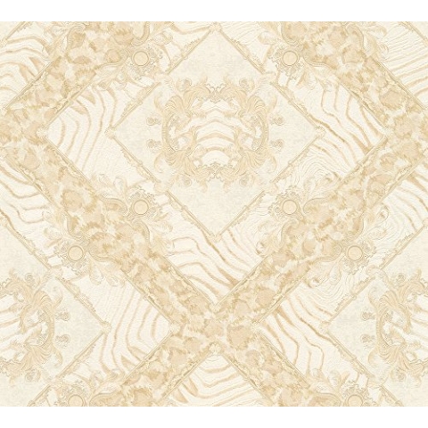 VERSACE WALLPAPER Vliestapete Vasmara Luxustapete mit Zebramuster 10,05 m x 0,70 m beige creme metallic Made in Germany 349044 34904-4