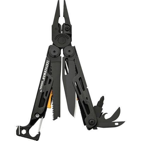 Leatherman Signal Multi-Tool - 19 Werkzeuge für Camping & Survival - Schwarz, Mit Nylonholster