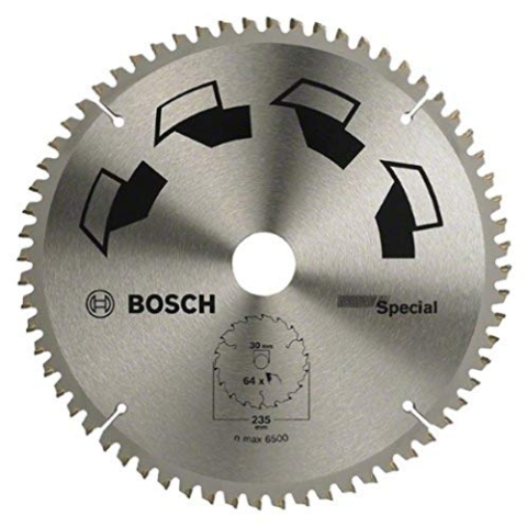 Bosch Accessories 1x Kreissägeblatt Special (Sägeblatt für Holz, Nichteisenmetalle, Kunststoffe, Ø 235 x 2.5/1.8 x 30/25 mm, 64 Zähne, FT, mit 1x Reduzierring 25 mm, Zubehör Kreissäge)