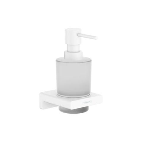 hansgrohe AddStoris - Seifenspender, Lotionspender für Wandmontage, Flüssigseifenspender, verdeckte Befestigung, Badezimmer Zubehör, Mattweiß, 41745700