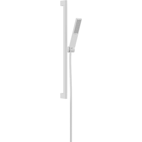 hansgrohe wassersparendes Duschset Pulsify E, Sparduschkopf (EcoSmart) mit Brausestange 65cm, Schlauch und Halterung, Stabhandbrause mit 1 Strahlart, Mattweiß
