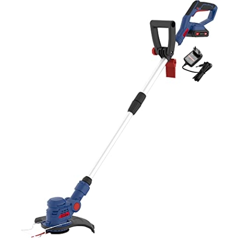Güde 58598 Akku Rasentrimmer RT 18-201-05 (Inkl. 20 Ersatzmesser, 180° drehbarer Trimmerkopf, 2,0Ah Li-Ion Akku)