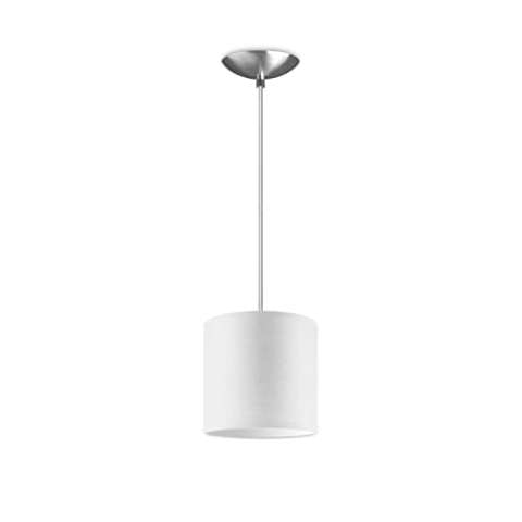 Hängeleuchte neutrale Farbe, weißer Lampenschirm 16x16x15cm inkl. Hängesystem Stahl Mattglanz mit 100 cm langem, transparenten und höhenverstellbaren Kabel, Fassung E27, max. 60W