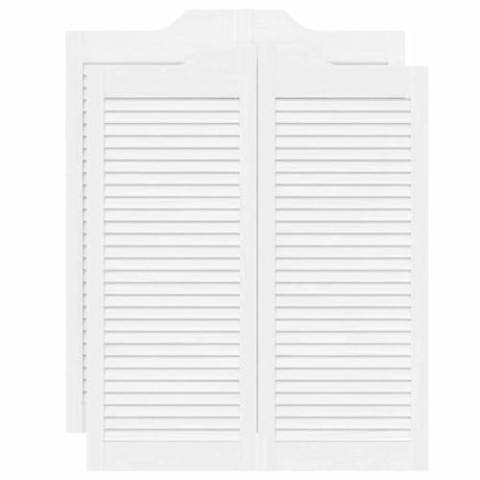 vidaXL Schwingtüren Lamellen-Design 2-Paar Weiß 100x80 cm, Saloontüren, Bartüren, Scharniertüren, Schwingtüren für Cafés, Flügeltüren