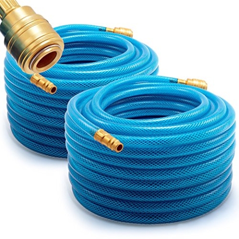 2x DEUBA® Druckluftschlauch 20m PVC Schnellkupplung 15 bar 1/4' Anschluss Ø Innen 6mm Außen 13mm Gewebeschlauch Kompressor