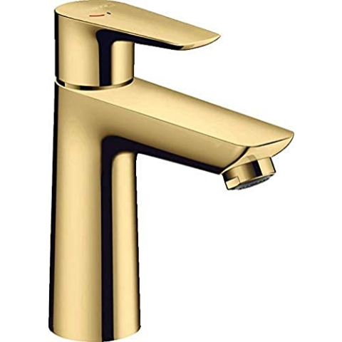 hansgrohe Wasserhahn Talis E CoolStart (Armatur mit Auslauf Höhe 110 mm), Einhebel-Waschtischmischer ohne Ablaufgarnitur, Polished Gold Optik