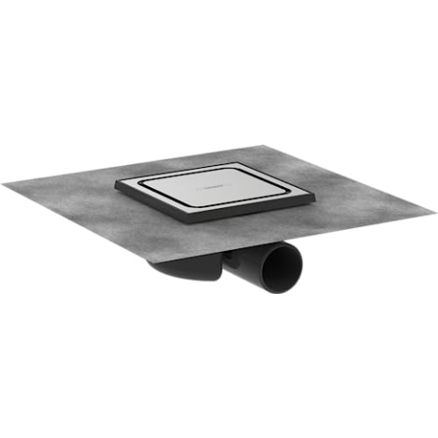 hansgrohe Komplettset Punktablauf RainDrain Spot, Bodenablauf Dusche 15 x 15cm, Edelstahl gebürstet