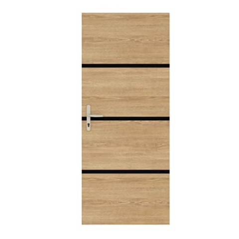 Nordlinger Pro Türrenovierungsset Eiche Natur 890513-4 Furnierblätter 85 x 50 cm & 3 Profile schwarz 85 x 2 cm