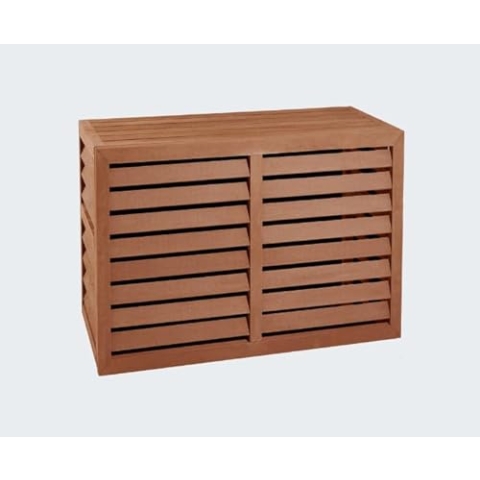 EVOLAR Evo-Cover Abdeckung/Verkleidung für Klimaanlage und Wärmepumpe für Außengerät Garten Balkon – Schutzgitter/Sichtschutz aus WPC mit Lamellen – Modell: SMALL, Farbe: TROPIKAL TEAK