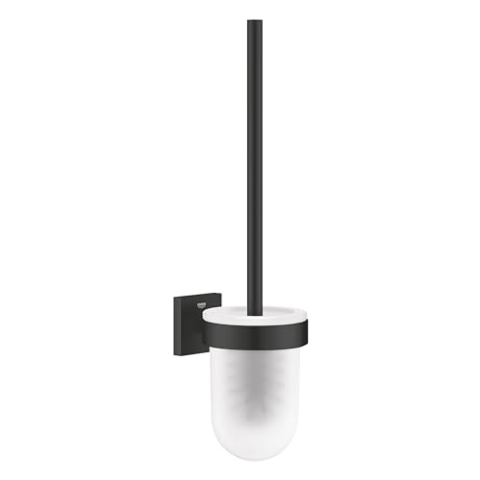 GROHE Start Cube, Toilettenbürstenset WC ohne Bohren (Toilettenbürste mit Halter, Wandmontage, zum Kleben oder Bohren geeignet, mit Schrauben und Dübel, ohne Kleber), eckig, schwarz, 409772430