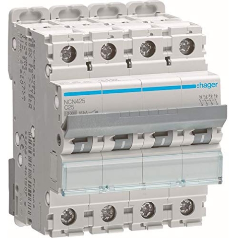 Hager NCN425 LS-Schalter 4polig 10kA C-2 5A 4M