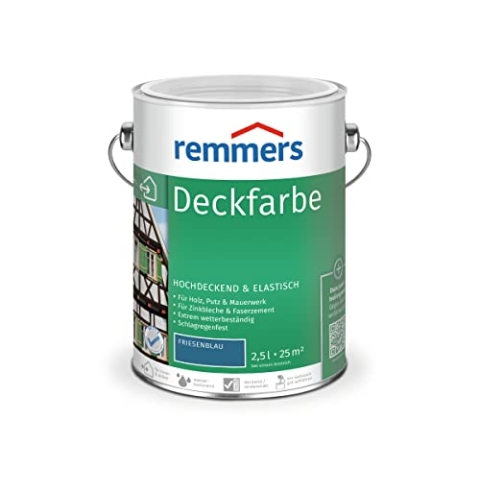 Remmers Deckfarbe friesenblau, 2,5 Liter, Deckfarbe für innen und außen, Wetterschutzfarbe viele Untergründe, hochdeckend, wetterfest