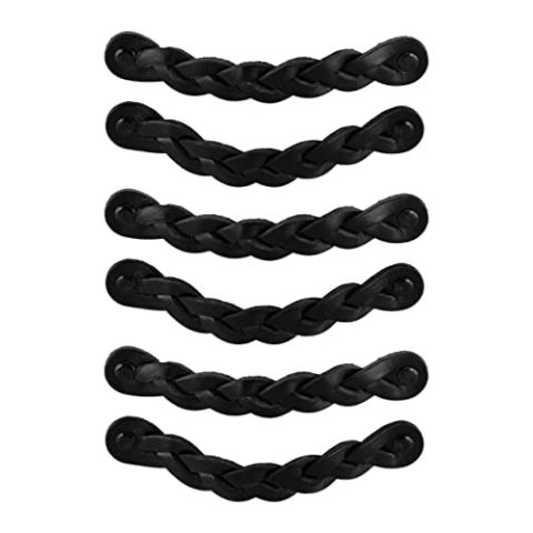 Brute Strength - Ledergriffe für Möbel - Geflochten - Schwarz - 12 Stück - 16,5 x 2,5 cm - Schrankgriff, Türgriff für Küche, Bad, Schränke, Kommode, Holz