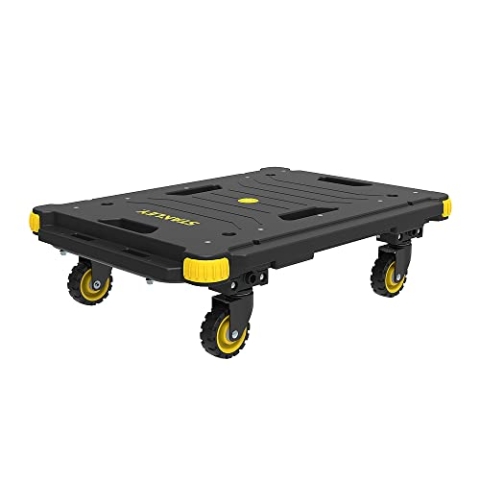 Stanley Plattformwagen PC531 - Tragfähigkeit bis zu 137KG - rutschfeste Plattform - Bewegen und Handhabung - 60 x 45 x 16,7 cm - Schwarz/Gelb