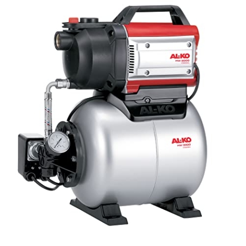 AL-KO Hauswasserwerk HW 3000 Classic, 650 W Motorleistung, max. Fördermenge 3100 l/h, max. Förderhöhe 35 m, 1-stufiges Pumpenlaufwerk, Rot-grau-schwarz