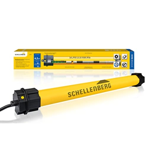 Schellenberg 20710 Rolladenmotor Plus 10 Nm, elektronische Endlageneinstellung, bis 4,2 m² Fläche, Rohrmotor für 60 mm Welle, Komplettset mit Wandlager
