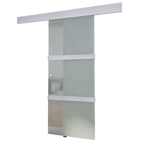 vidaXL Schiebetür Glasschiebetür Glastür Tür Glas und Aluminium 178 cm Silbern