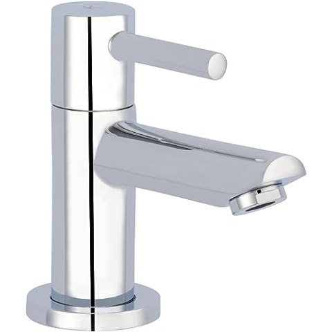 Saqu Shine Kaltwasserhahn für Gäste-WC Höhe 10.4 cm, Kaltwasserarmatur antibakteriell & langlebig, Waschtischarmatur Chrom für Waschbecken
