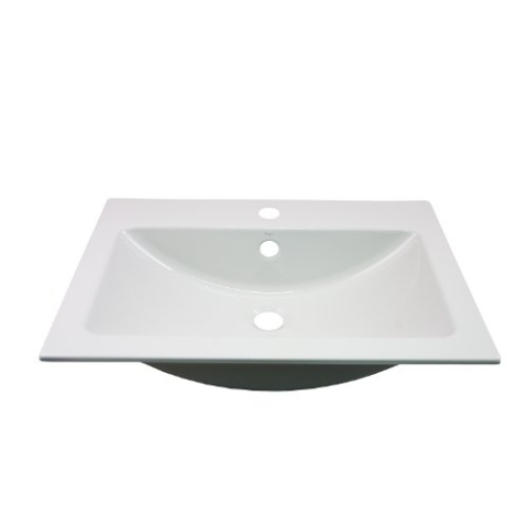 Alape˘ EB.R585H Einbaubecken, Waschbecken für den Einbau von oben, aus glasiertem Stahl in weiß mit antibakterieller Oberfläche, rechteckig 58,5 x 14,3 x 40,5 cm, mit Hahnloch, mit Überlauf