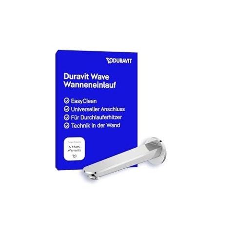 Duravit Wave Wanneneinlauf, Badewanneneinlauf mit runder Wandabdeckung, Zulauf Badewanne, Chrom