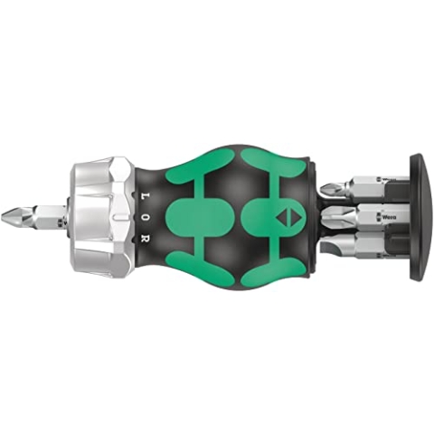 Wera 05008885001 Kraftform Kompakt Stubby Magazin RA 3, Stubby Ratschenschraubendreher mit Bit Magazin, 6-teilig